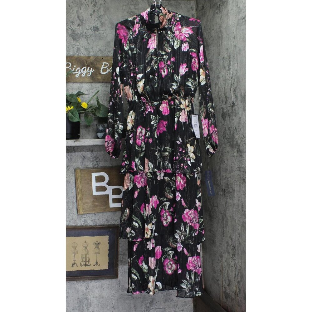 NEW RACHEL Rachel Roy Womens Mae Printed Tiered Maxi Dress Cascade Multi Black 6
